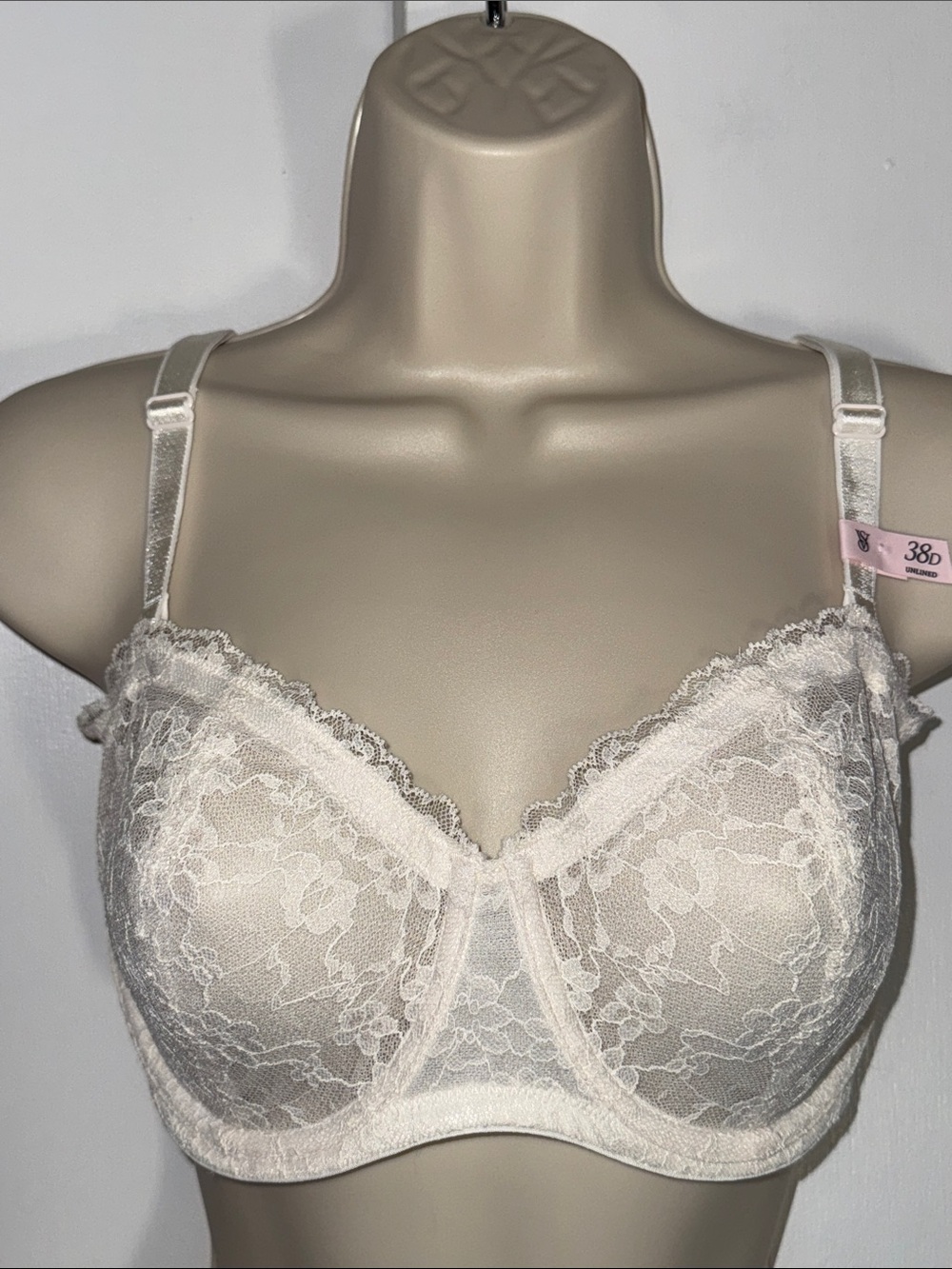 Victoria's Secret Strapless Convertible Underwire Bra Unlined Lace Women’s 38D